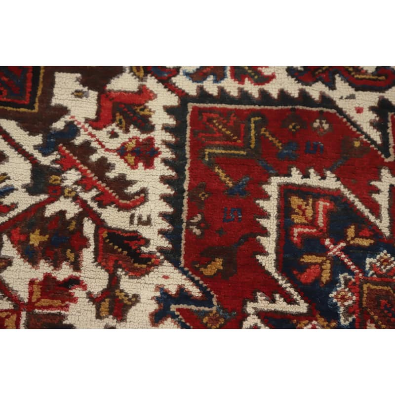 Hand Knotted Oriental 100% Wool Carpet Traditional Medallion Red Heriz Area Rug - 9' 6'' X 7' 0''