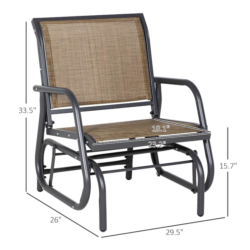 Outsunny Porch Glider with Breathable Mesh, Curved Armrests and Steel Frame for Garden, Poolside, Backyard, Balcony