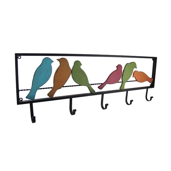 Shop Colorful Birds On A Wire Metal 5 Hook Wall Mounted 