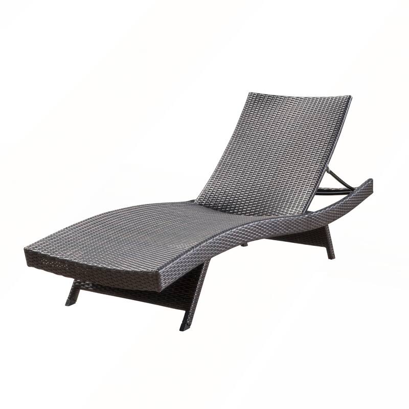 Adjustable Brown Wicker Lounge Chair Set Weather Resistant