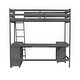 preview thumbnail 29 of 32, Sturdy Wood Loft Bed Frame with Storage Shelves,1 Cabinet and 2 Drawers,U-shaped Desktop