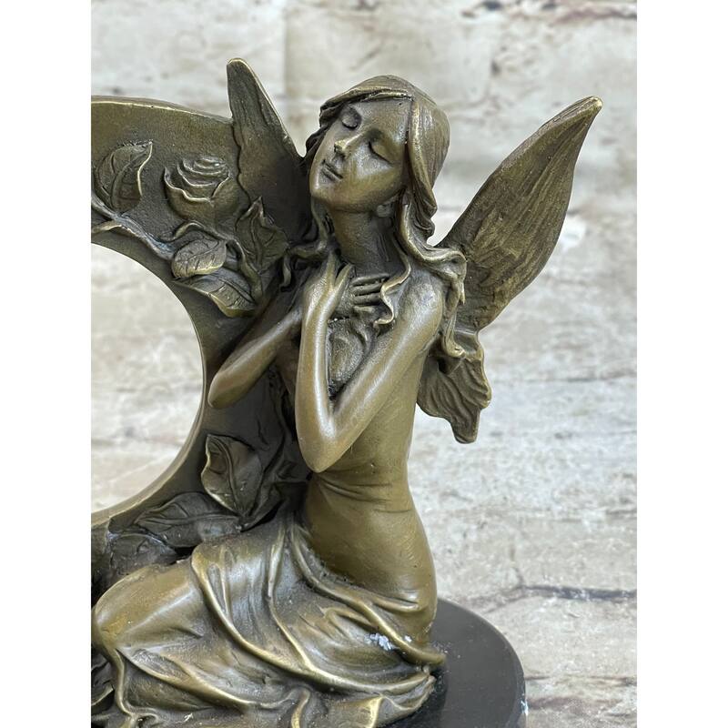 Hot Cast Detailed Fairy Bronze Sculpture Marble Base Figurine Figure