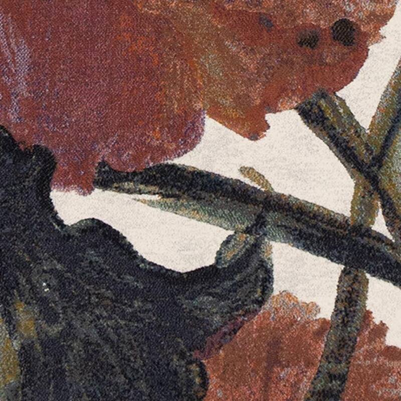 HomeRoots Botanical Leaves Modern Rectangle Area Rug - 5' X 8'