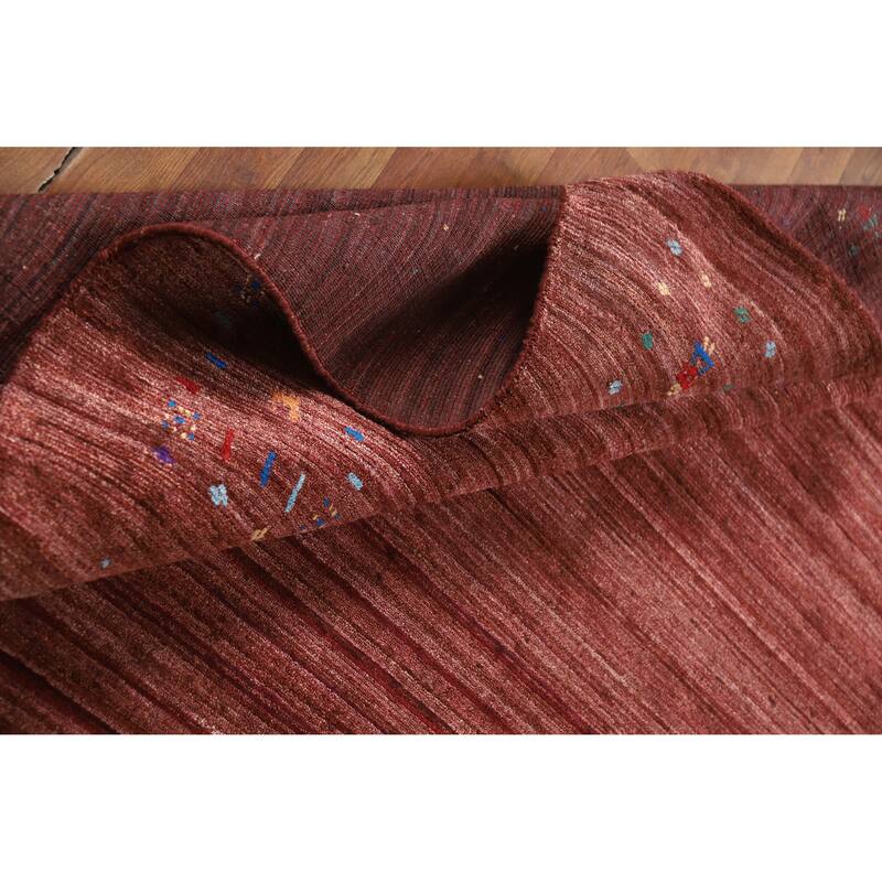 Hand Knotted Oriental Viscose Silk Carpet Tribal Animal Pictorial Red Gabbeh Area Rug - 10' 0'' X 7' 11''