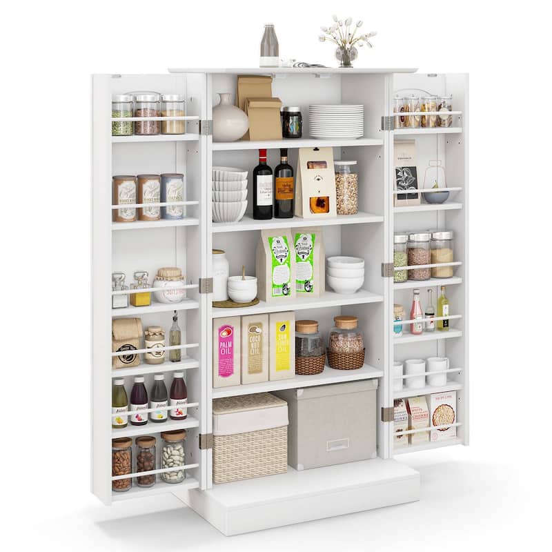 Costway 47.5" kitchen Pantry Cabinet with Doors Adjustable Shelves - See Details - White