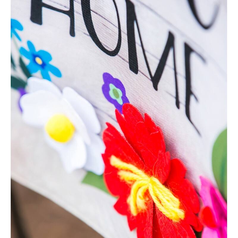 12.5 in. x 18 in. Floral Home Sweet Home Linen Garden Flag
