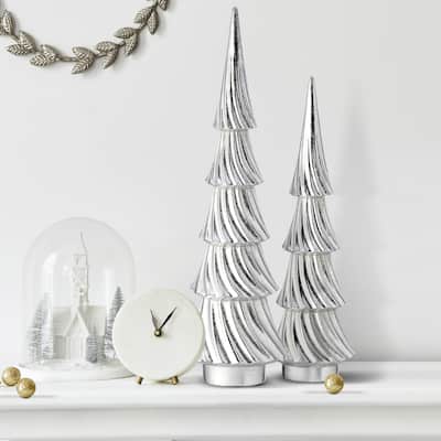 12/15/18" Mercury Glass Tree Trio Set of 3