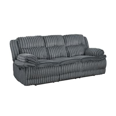 Rexy Manual Double Reclining Sofa, Textured Dark Gray Corduroy 95 Inch