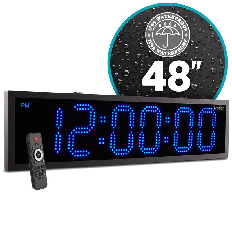 Ivation Large Digital Clock, Led Wall Clock with Stopwatch, Alarms, Timer & Remote, White