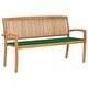 preview thumbnail 1 of 4, 62.6" Classic Wooden Patio Bench, Outdoor Use Bench, Constructed from Durable Teak Hard Wood, Terrace Bench with Cushion Green