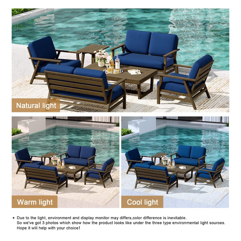 4-Piece Teak Outdoor Conversation Set With 2 Loveseats, Coffee Table & Side Table