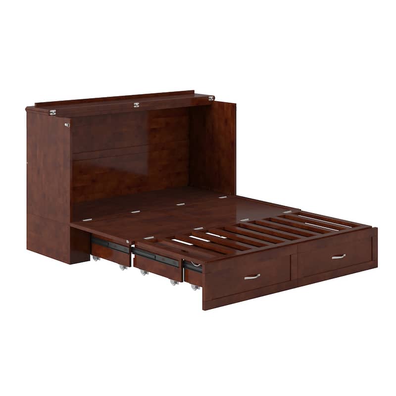 AFI Raleigh Queen Solid Wood Murphy Bed Chest with Mattress