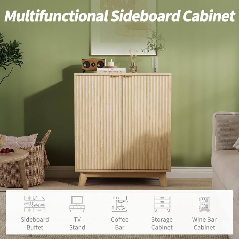 Modern Wood Buffet Cabinet with Storage, 2/4 Doors & Adjustable Shelves, Versatile Sideboard