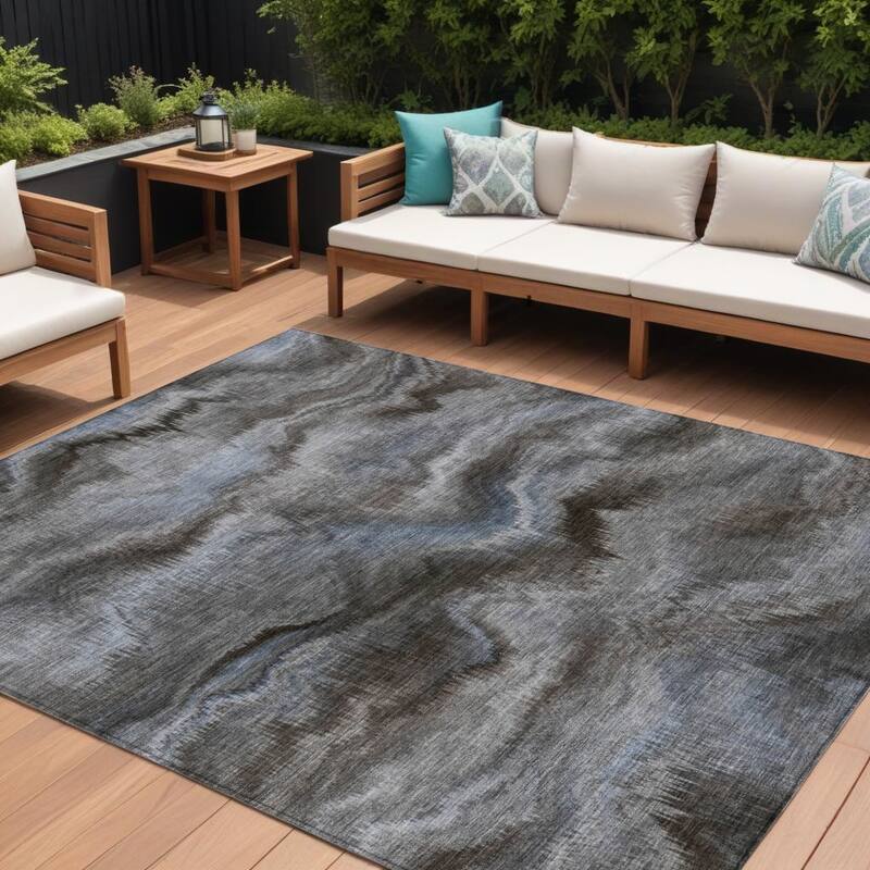 HomeRoots Abstract Transitional Rectangle Outdoor Rug - 10' X 14'