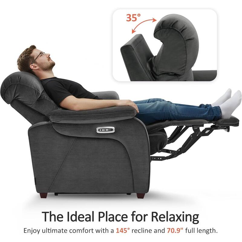 MCombo 61.6'' Wall Hugger Power Loveseat Recliner Sofa with Adjustable Headrest and USB A & C Charge Ports