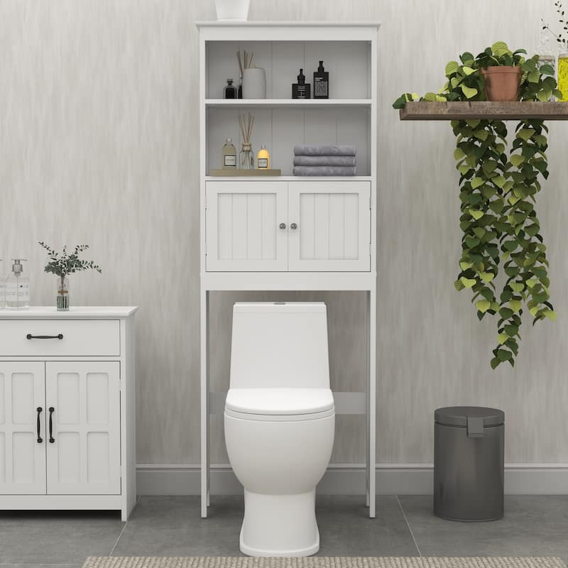 Over The Toilet Rack 2 Tier Toilet Bathroom Spacesaver Storage Shelf - Antique - White