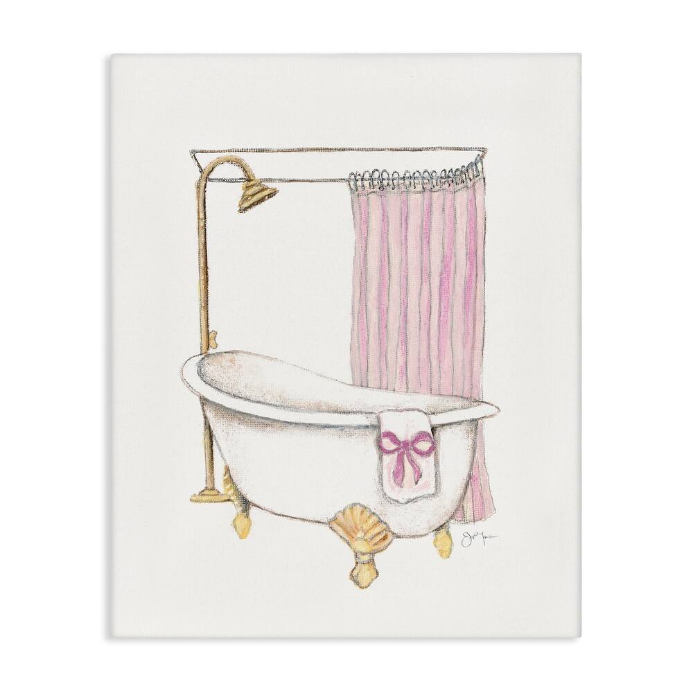 Stupell Simple Bathtub with Bow Canvas Wall Art Design By Janet Tava