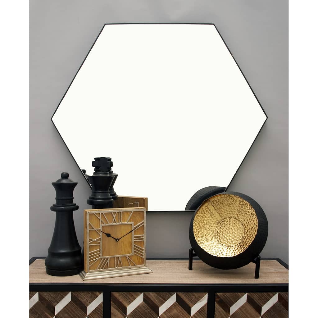 Contemporary Hexagon Wood Wall Mirror - Multiple Finishes and Sizes