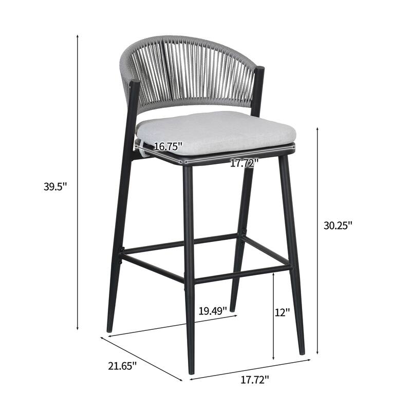 Christopher Knight Home - Beverly Outdoor Barstools with Scallop Backrest (Set of 4) - Iron