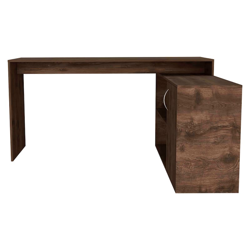 Modern L-Shaped Computer Desk with Open & Closed Storage