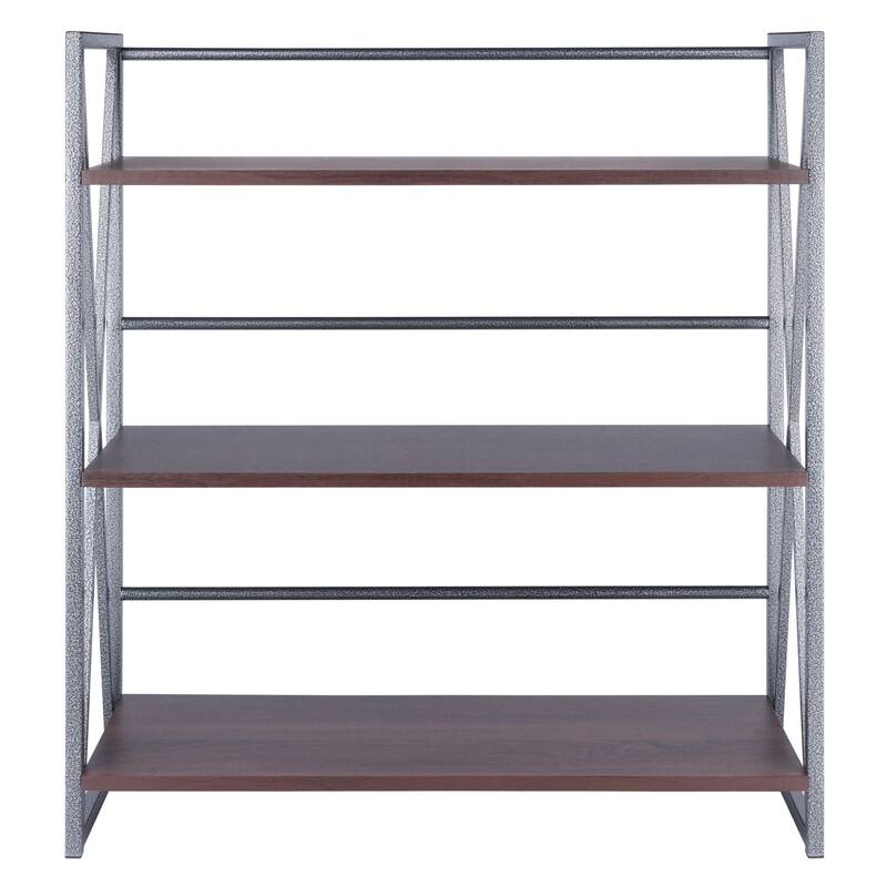 3-Piece Open Shelves with X-Frame - 35.5" - Walnut Finish