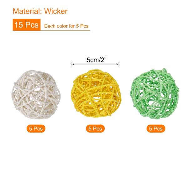 Set of 15 Pcs Wicker Rattan Balls 2 Inch Rattan Decorative Balls On