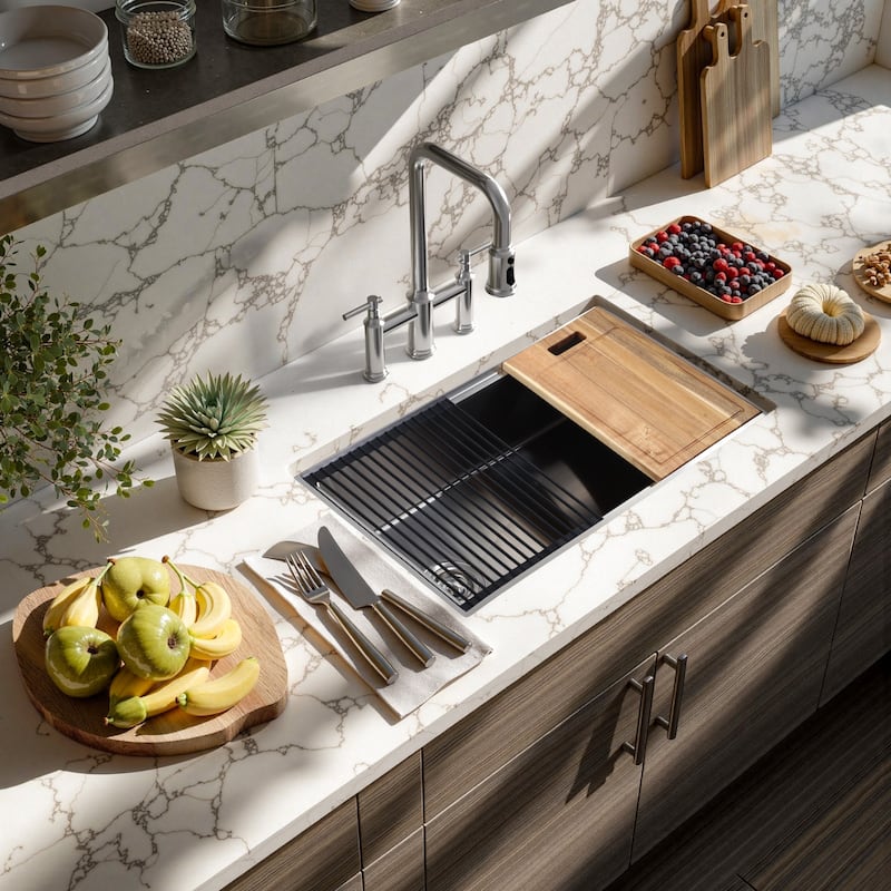 WOWOW Drop-In Single-Bowl Kitchen Sink in Modern