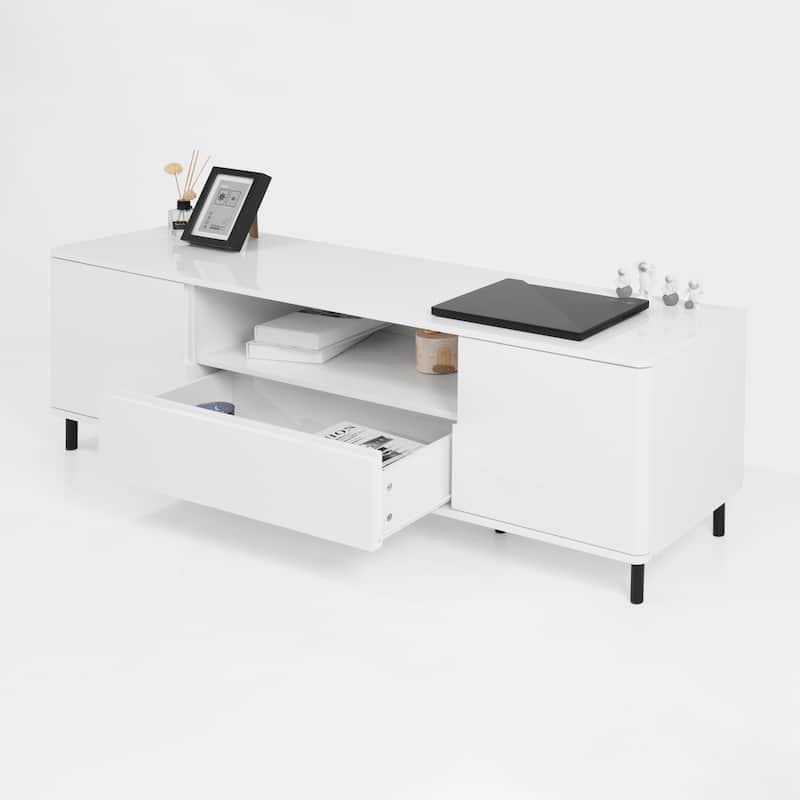 High Gloss Panel Modern TV Console, TV Stand, Entertainment Center with Storage Shelves,TV Cabinet for Living Room, Bedroom