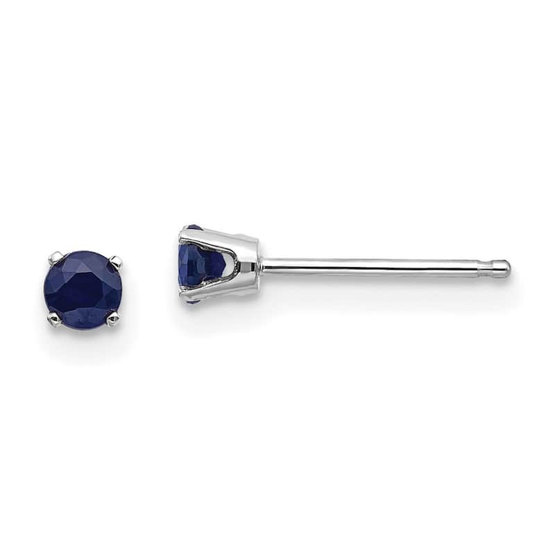 Curata 14k White Gold 3mm Small Round Genuine Gemstone Birthstone Post Earrings