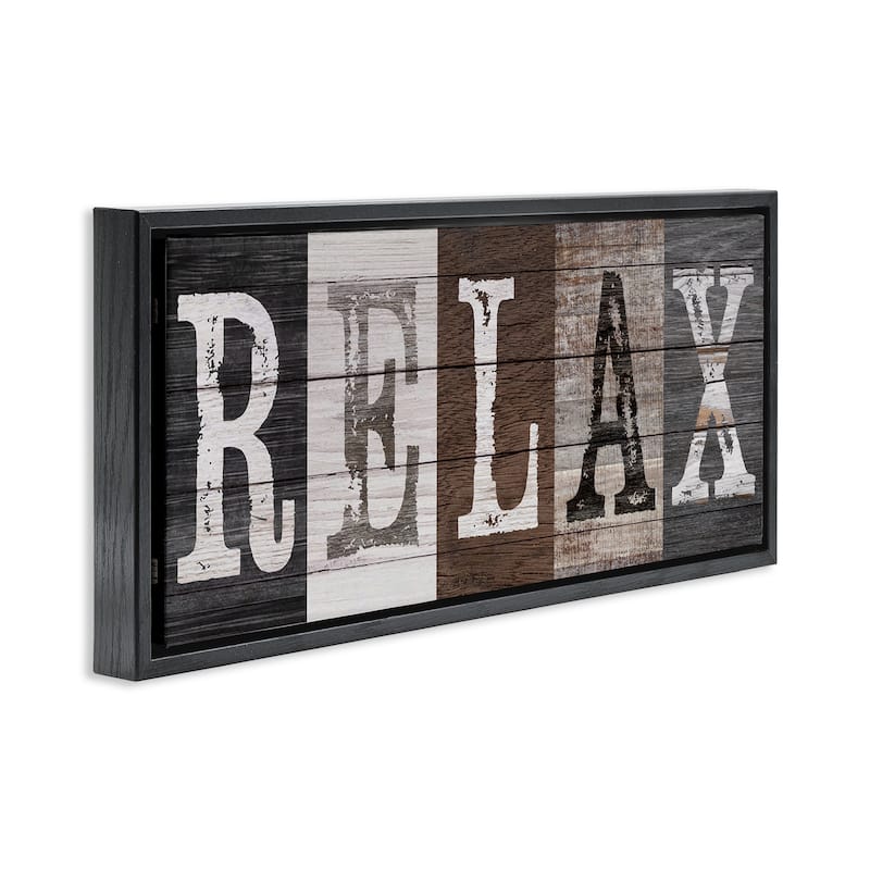 Stupell Rustic Bathroom Relax Letters Framed Floater Canvas Wall Art Design By Susan Arnot