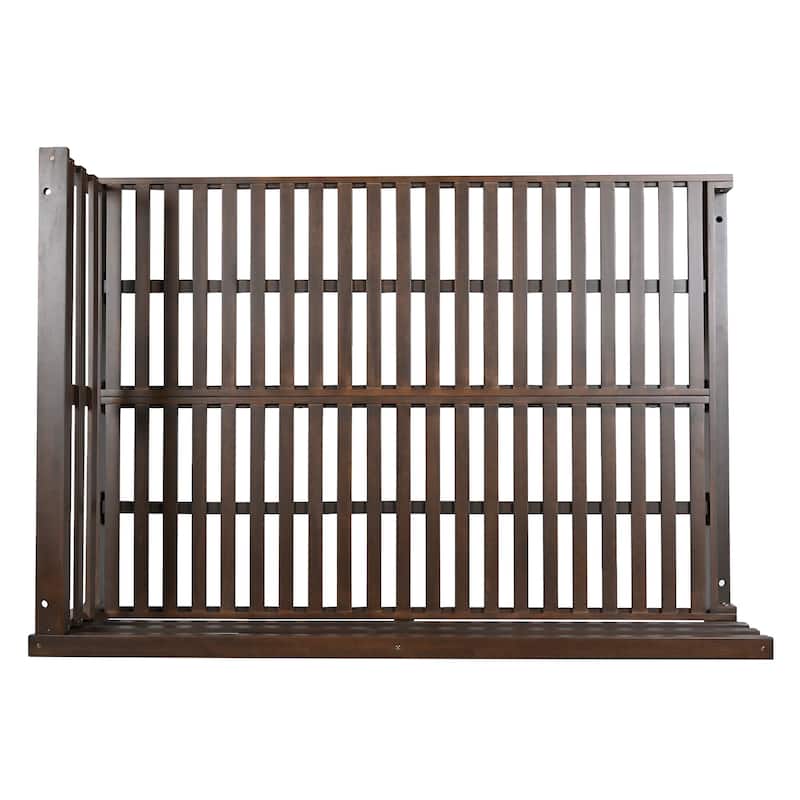 Acacia Wood Porch Swing Bed for Outdoor with Hemp Ropes - Full Size Hanging Bed, 350lbs Capacity, Open-Side Minimalist Design