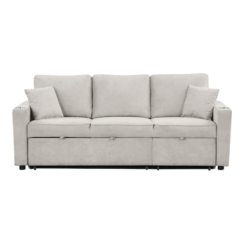 Furniture of America Durem Modern Space-Saving Sleeper Sofa Sectional with Cup Holders