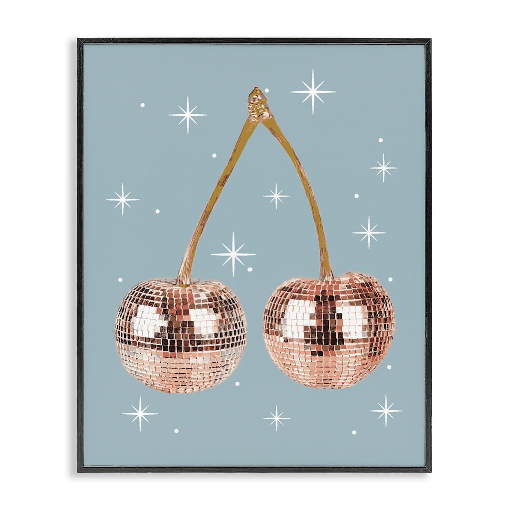 Stupell Luminous Glam Cherries Framed Giclee Art Design By Lil' Rue