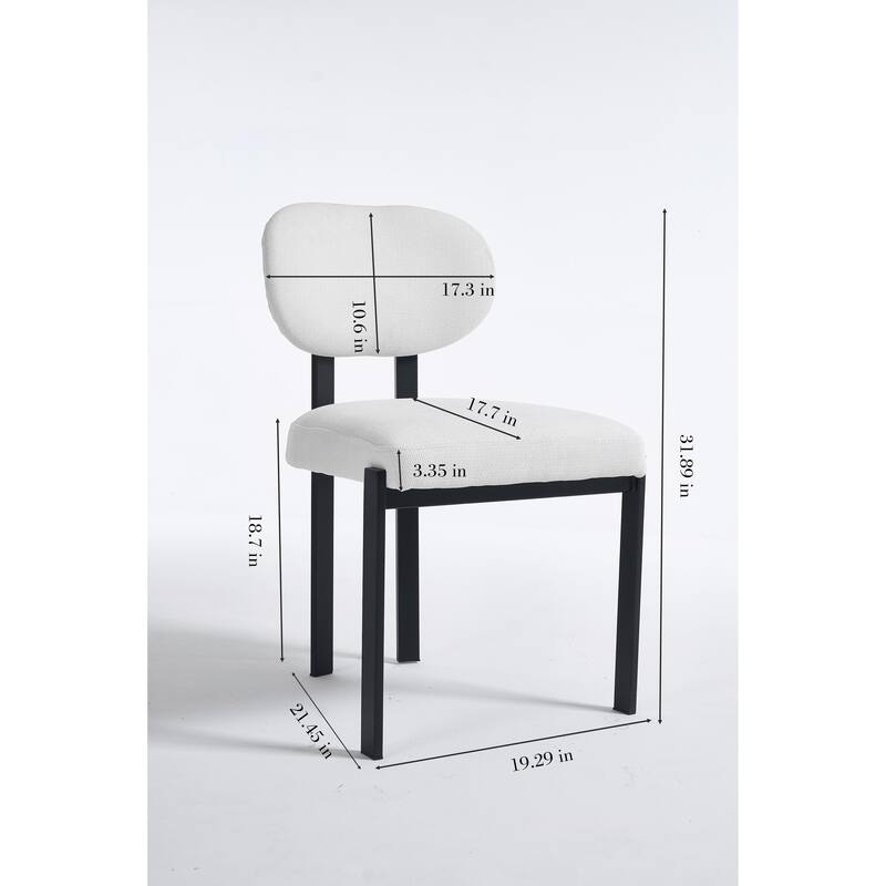 Modern Curved 2 Piece Kitchen Dining Chairs with Cushions, Backrest, Metal Legs for Dining Room Kitchen Living Room Bedroom
