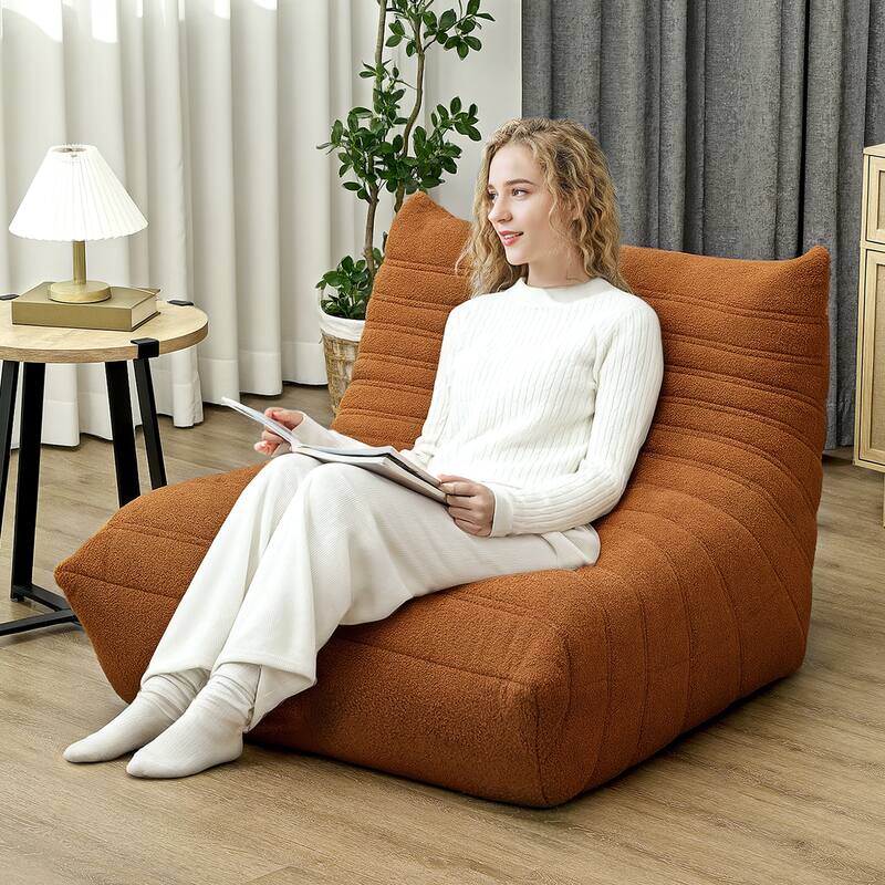 HOMCOM Bean Bag Chair for Adults, Giant Fireside Chair Lazy Sofa, Bean Bag Sofa with High Density Comfortable Foam - Brown