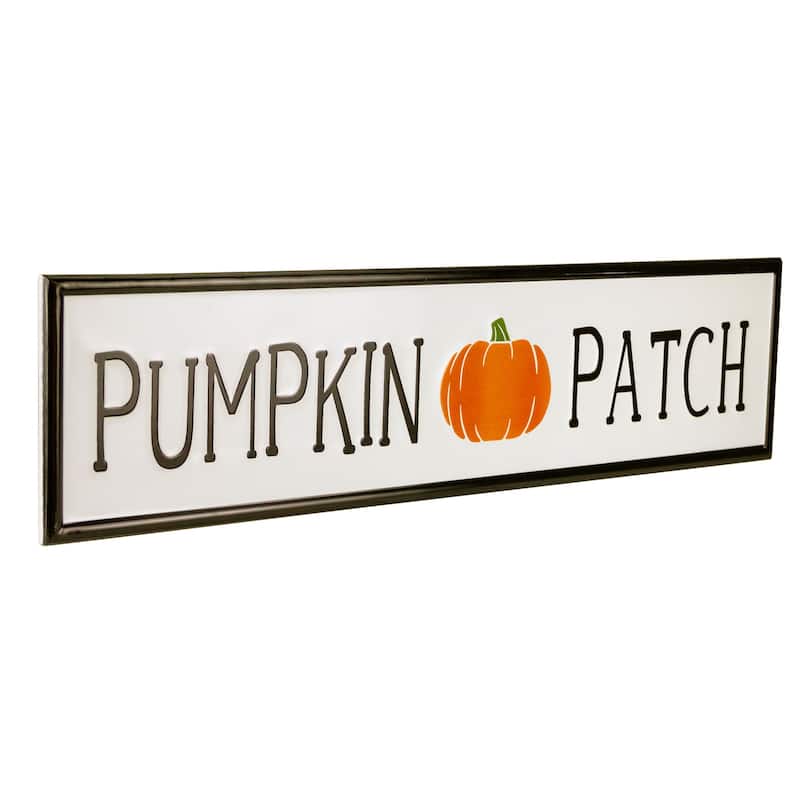 31.5" Black and Orange Pumpkin Patch Metal Autumn Sign