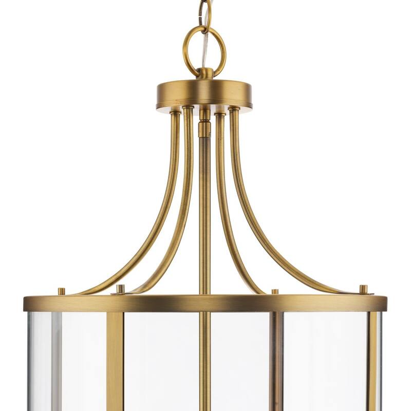 Gilliam Collection Four-Light Vintage Brass New Traditional Hall & Foyer - 15 in x 15 in x 30.62 in