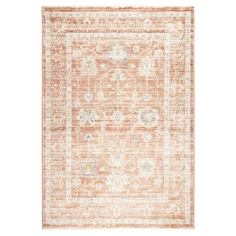Terra by Obeetee Umbria Persian Border Rug - Straw Stripe - 7'10" x 9'10"