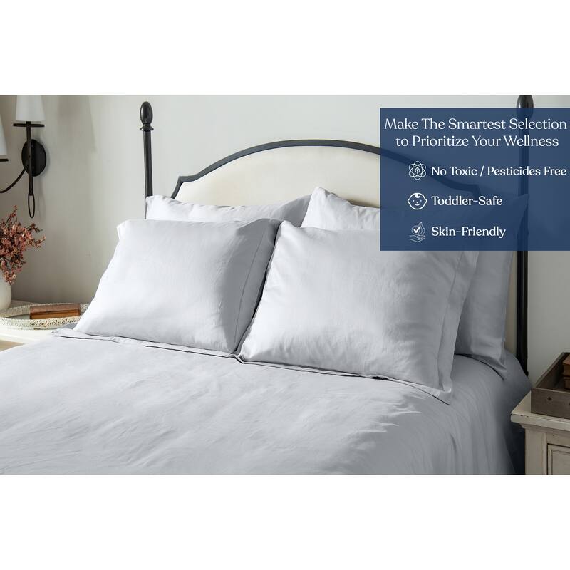 Delara GOTS Certified 100% Organic Cotton Euro Sham, 400 TC Long Staple Cotton,Ultra Soft, Moisture-Wicking, Smooth & Breathable