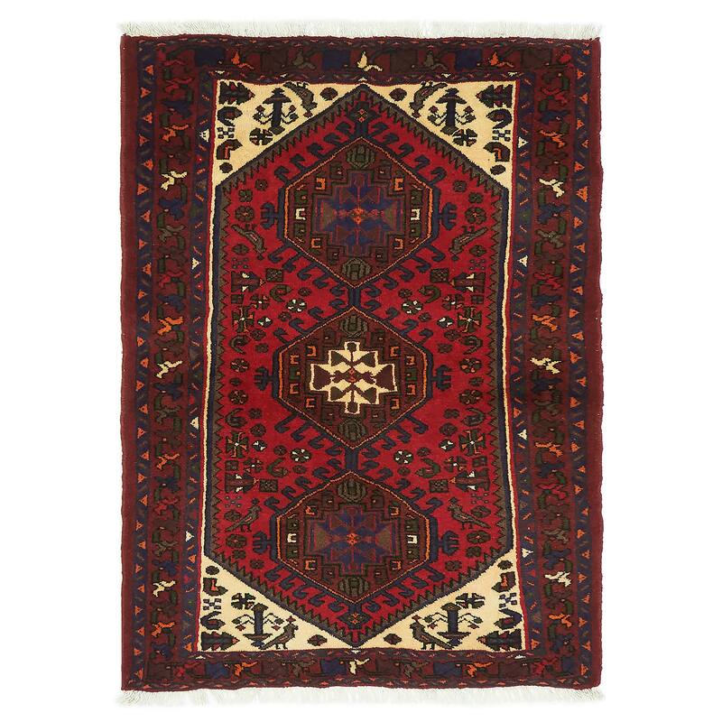 ECARPETGALLERY Hand-knotted Andelz Red Wool Rug - 3'4 x 4'6