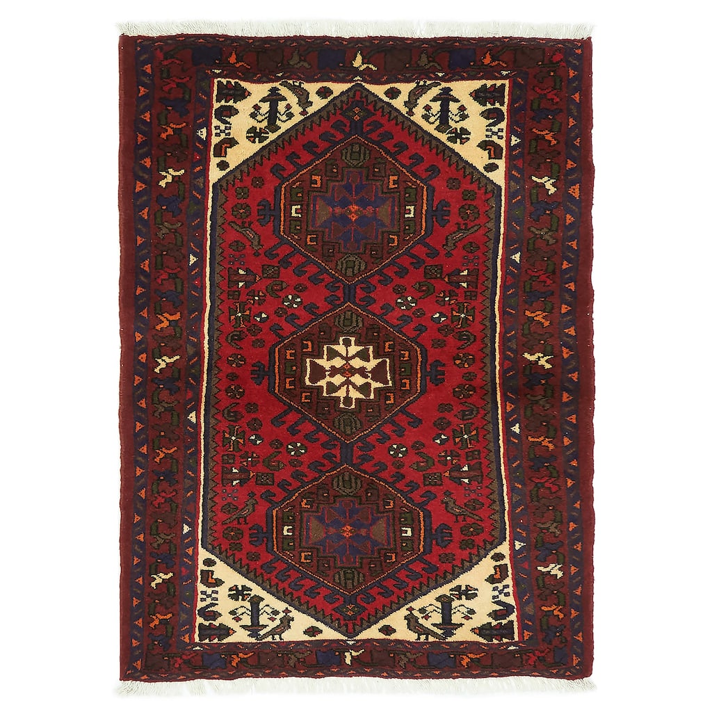ECARPETGALLERY Hand-knotted Andelz Red Wool Rug - 3'4 x 4'6