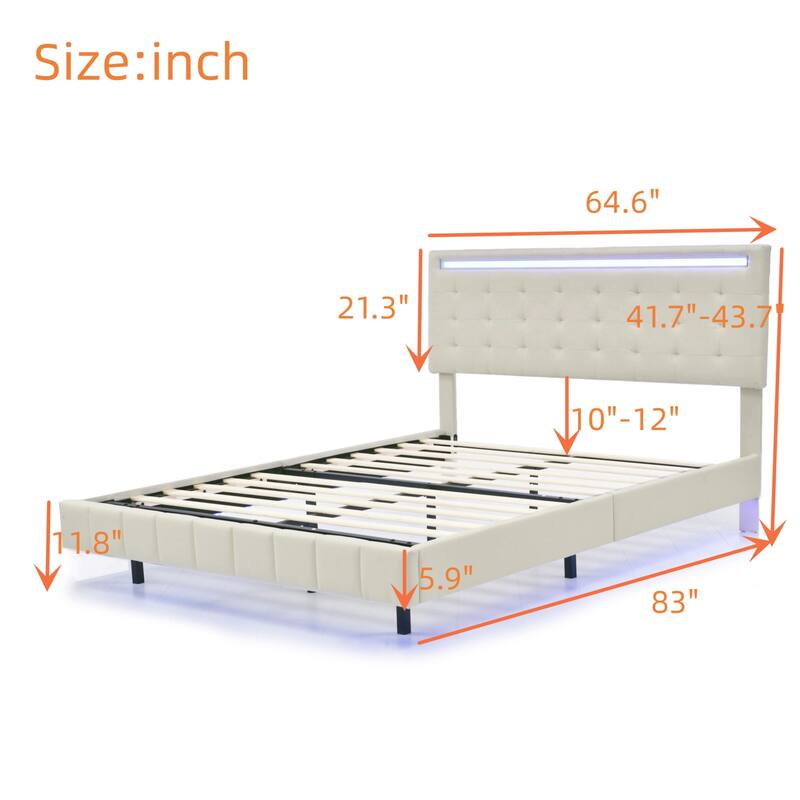 Queen Size Floating Bed Frame with LED Lights On Sale Bed Bath