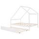 preview thumbnail 11 of 25, Full Size Wooden House Bed With Trundle and Roof for Kids, Boys and Girls