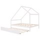 preview thumbnail 11 of 25, Full Size Wooden House Bed with Trundle and Roof