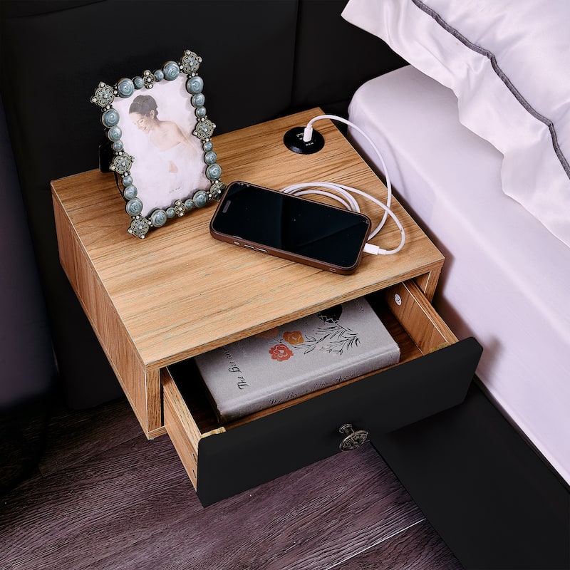 King Size Storage Velvet Upholstered Hydraulic Platform Bed with 2 Shelves, 2 Reading Lamps and USB Port