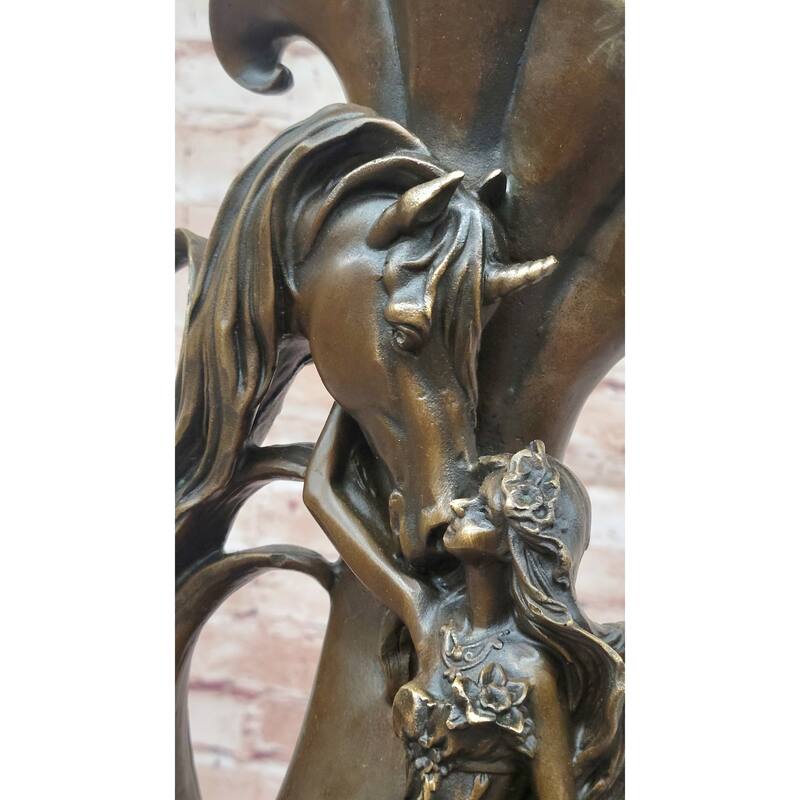 Bronze Fairy And Horse Sculpture – Enchanting Fantasy Statue For Home Or Garden Decor
