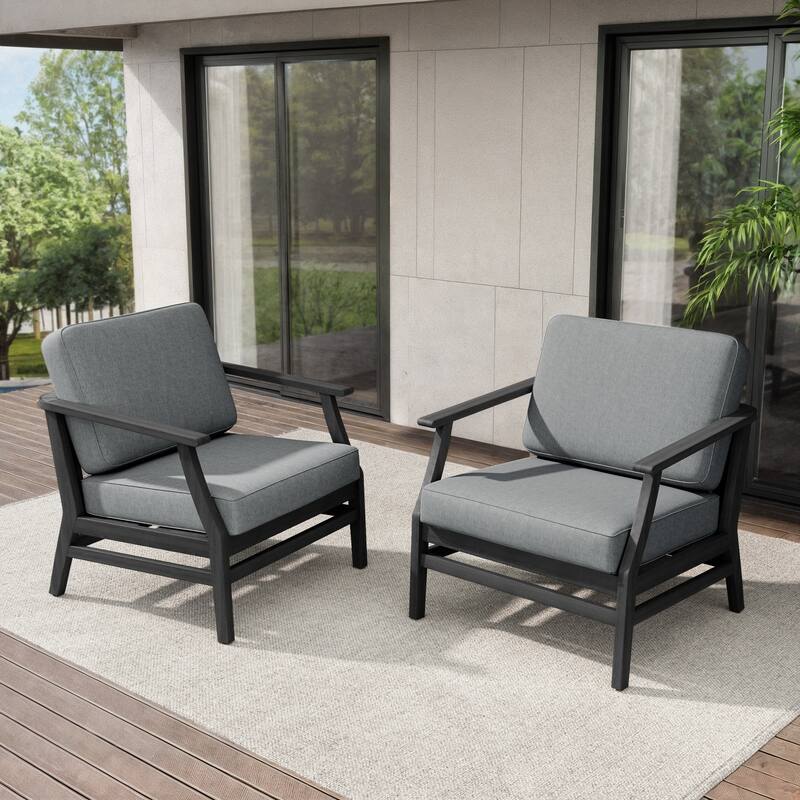 Teak Outdoor Patio Club Chairs Loveseat with Cushions
