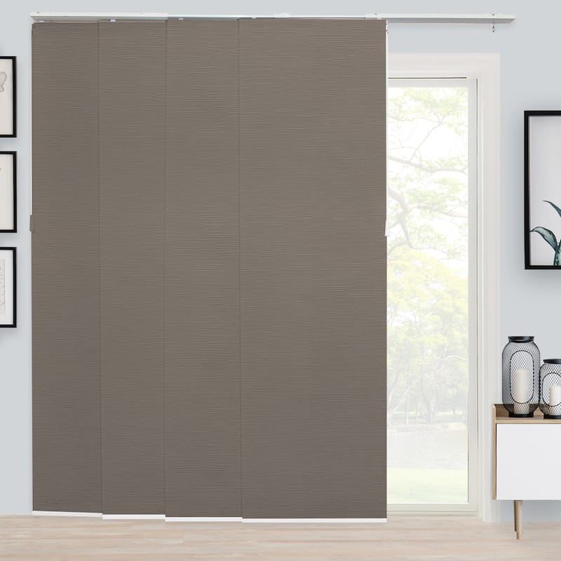 CHICOLOGY Adjustable Sliding Panels, 4-Rail Track, Vertical Blinds, Pation Door Curtain, Room Divider - Up to 86"W X 96"H - Dried Sage (Light Filtering)