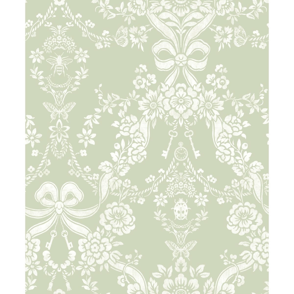 Bow Damask Non-Pasted Wallpaper – 396in. x 21in. – Covers 56 square feet