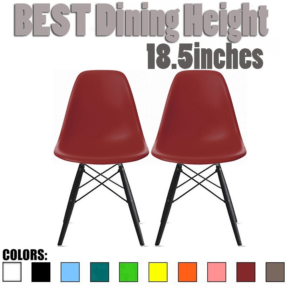 Set of 2 Modern Side Dining Chair Color With Dark Black Wood Legs For  Kitchen Eiffel Dowel Work Office Restaurant - On Sale - Overstock - 14256313